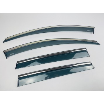 Дефлекторы окон Volvo XC60 2008-2018 с нерж. хром полоской-2